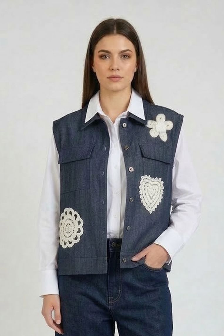 MAXI GILET IN DENIM