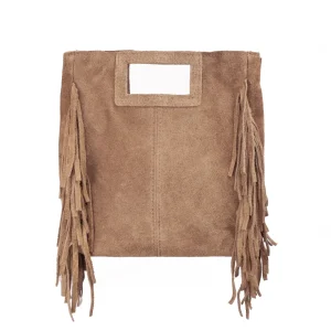 Borsa Maxi Suede con frange taupe