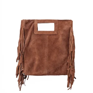 Borsa Maxi Suede con frange bruciato