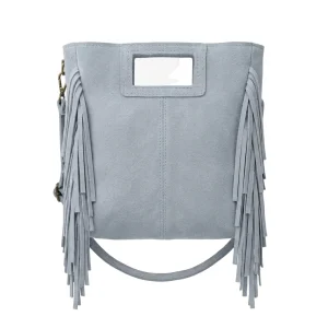 Borsa Maxi Suede con frange celeste