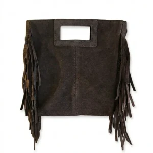 Borsa Maxi Suede con frange testa di moro