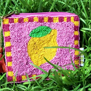 Pochette ricamata limone